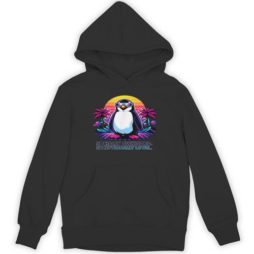 Awkward But Loyal Penguin Synthwave Vapowave Introvert Unisex Hoodie - Raresse