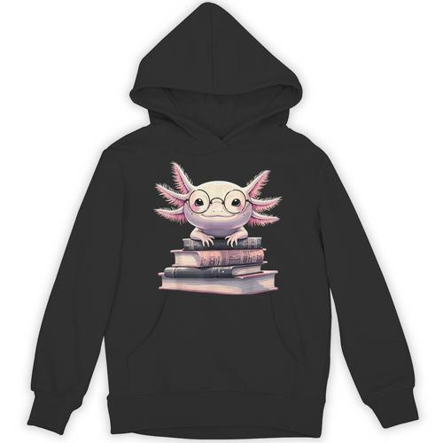 Axolotl Books Readsalotl Reading Bookworm Kawaii Axolotl Unisex Hoodie - Bookorys