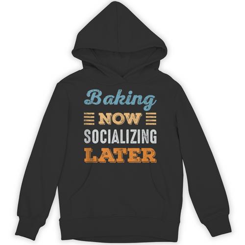 Baking Now Minimal Socializing Introvert Vintage Unisex Hoodie - Raresse