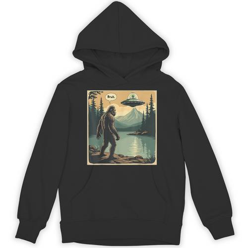 Bigfoot Sasquatch Alien Spaceship UFO Introvert Bruh Unisex Hoodie - Raresse