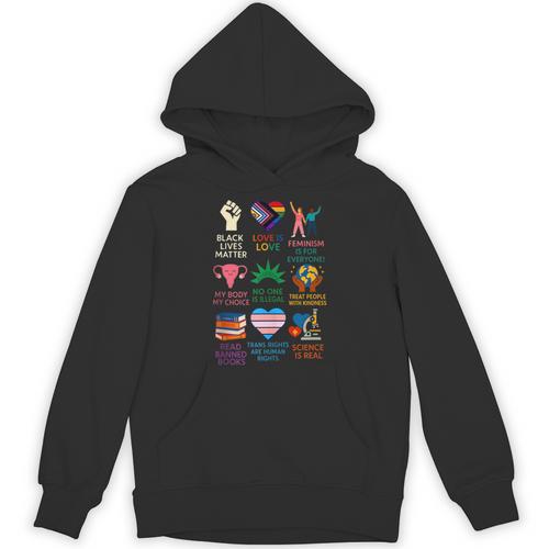 BLM Human Rights Feminism Trans Science Books LGBTQ Kindness Unisex Hoodie - Bookorys