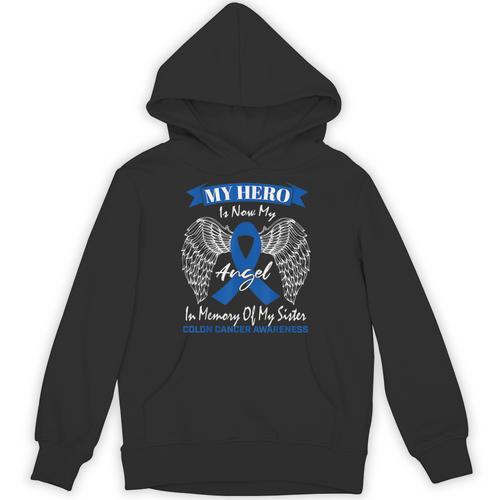 Blue Ribbon In Memory Of My Sister Colon Cancer Awareness Unisex Hoodie - Easessy