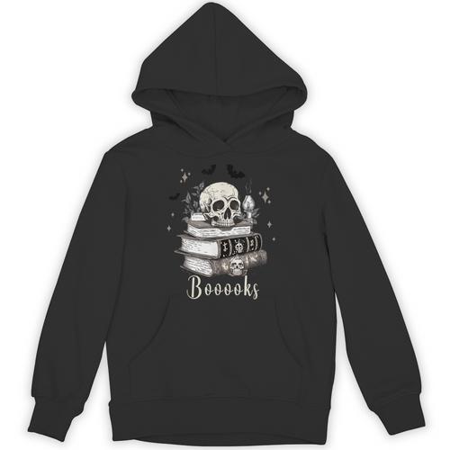 Boo Skeleton Skull Books Halloween Women School Teacher Kid Unisex Hoodie - Bookorys CA