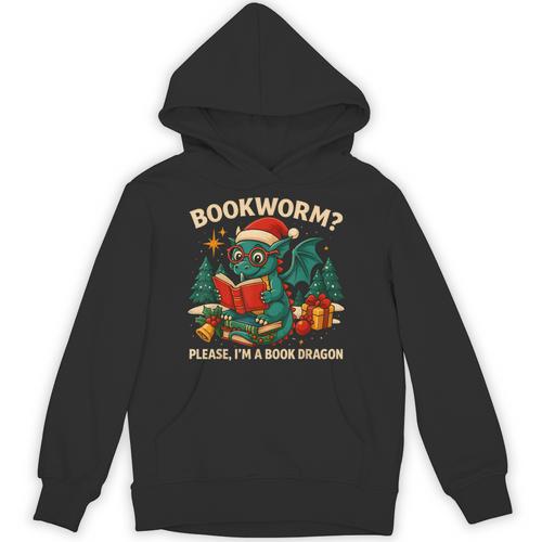 Book Dragon Christmas Reading For Fantasy Lovers Unisex Hoodie - Bookorys AU