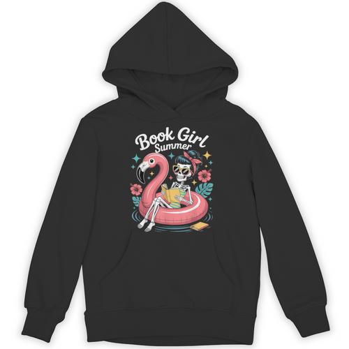 Book Girl Summer Skeleton Reading Books Lovers Beach Unisex Hoodie - Bookorys