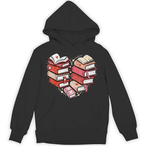 Book Lover Heart Shape Reading Librarian Valentine Men Women Unisex Hoodie - Bookorys UK