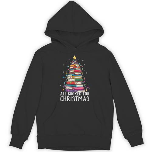 All Booked For Christmas Book Christmas Tree Lights Unisex Hoodie - Bookorys
