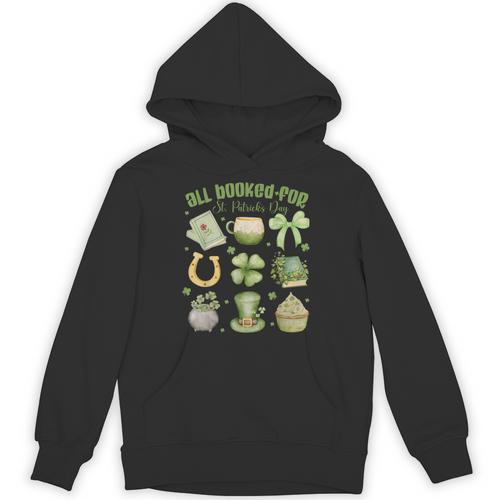 ALL Booked For St Patricks Day Bookish Leprechaun Bookworm Unisex Hoodie - Bookorys UK