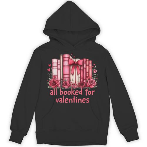 All Booked For Valentines Coquette Bow Book Lover Bookworm Unisex Hoodie - Bookorys CA