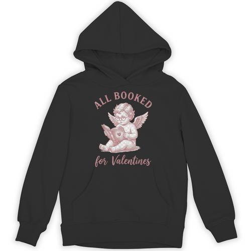 All Booked For Valentines Cute Cherub Vintage Book Lover Unisex Hoodie - Bookorys