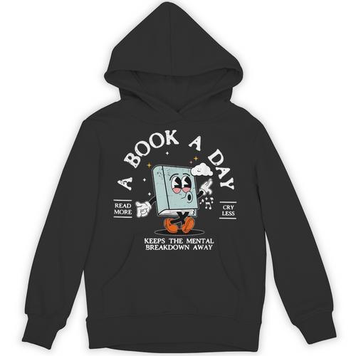 Bookish Mental Health Book A Day Retro Read More Book Unisex Hoodie - Bookorys