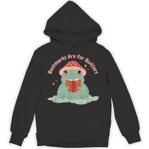 Bookmarks Are For Quitters Frog Reading Book Graphic Unisex Hoodie - Bookorys UK