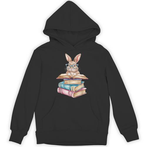 Books Bookworm Reader Book Cute Reading Bunny With Glasses Unisex Hoodie - Bookorys
