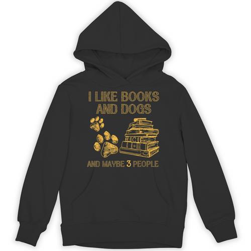 I Like Books And Dogs And Maybe 3 People Vintage Sayin Unisex Hoodie - Bookorys CA