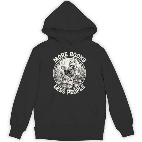 More Books Less People Introvert Skeleton Reading Unisex Hoodie - Raresse