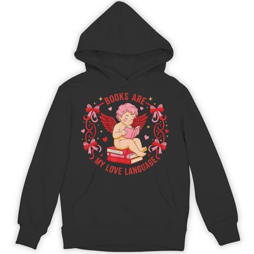 Books Are My Love Language Cupid Reading Book Valentines Day Unisex Hoodie - Bookorys