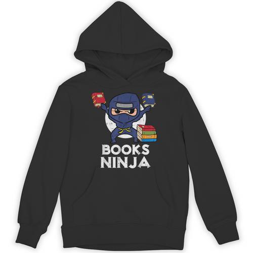Books Ninja Read Reading Librarian Book Toddler Boys Kids Unisex Hoodie - Bookorys CA