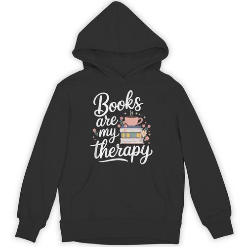 Books Are My Therapy Book Lover Coffee Books Flowers Bookish Unisex Hoodie - Bookorys