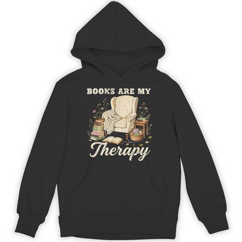 Books Are My Therapy Cozy Reading Chair Artwork Unisex Hoodie - Bookorys DE