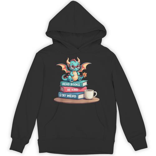 Bookworm Book Dragon Read Books Be Kind Stay Weird Unisex Hoodie - Bookorys DE