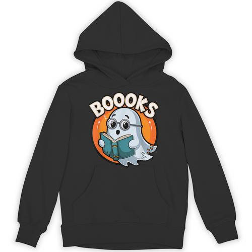 BOOOKS Cute Ghost Reading Books Halloween Unisex Hoodie - Bookorys