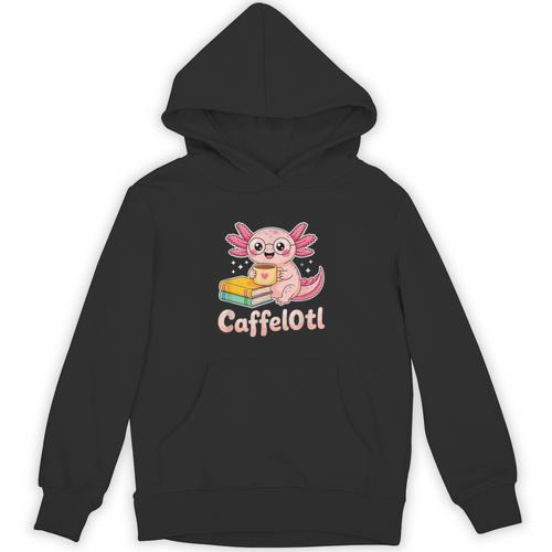 Caffelotl Cute Axolotl Pun Coffee Book Lover Kawaii Humor Unisex Hoodie - Bookorys
