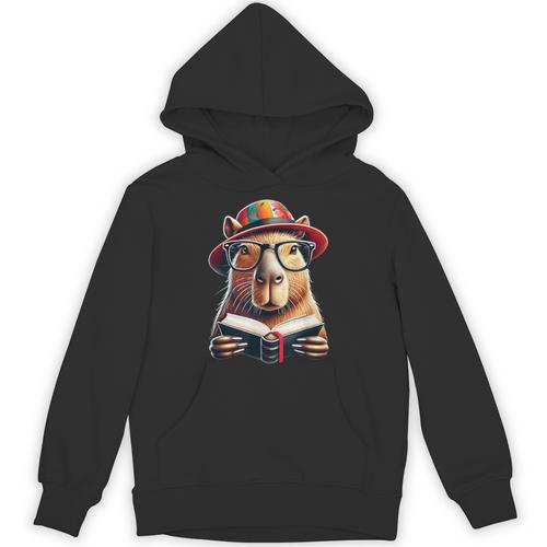 Capybara Bookworm Rodent Reading a Book Unisex Hoodie - Bookorys