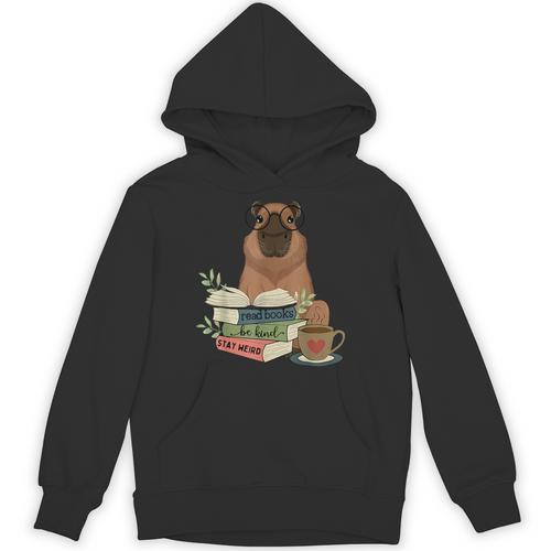 Capybara Glasses Reading Books Capybara Nerd Bookworm Unisex Hoodie - Bookorys