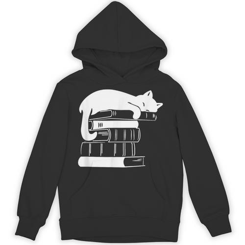 Cat Book Books And Cats Cat Lover Cat Mom Book Lovers Unisex Hoodie - Bookorys AU