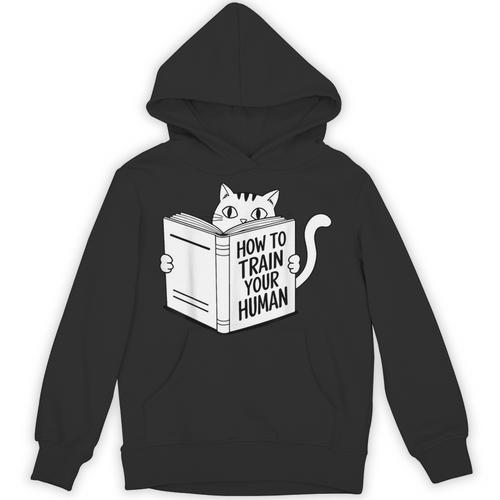 Cat Book Humor How To Train Your Human Unisex Hoodie - Bookorys