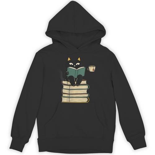 Cat Reading Book Unisex Hoodie - Bookorys AU