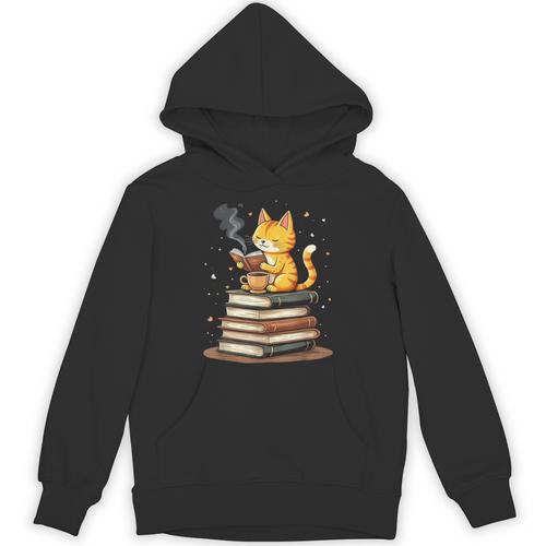Cat Reading Books Unisex Hoodie - Bookorys AU