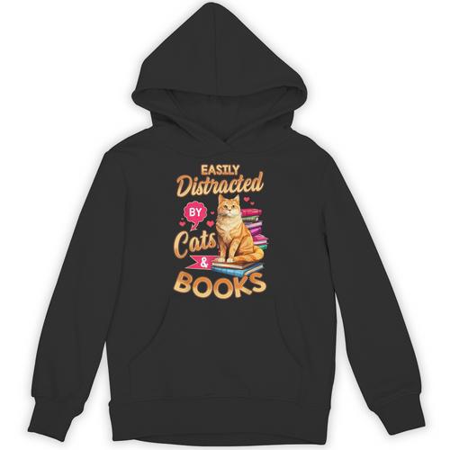 Cat Shirts For Women Book Lover Shirt Cats And Books Unisex Hoodie - Bookorys