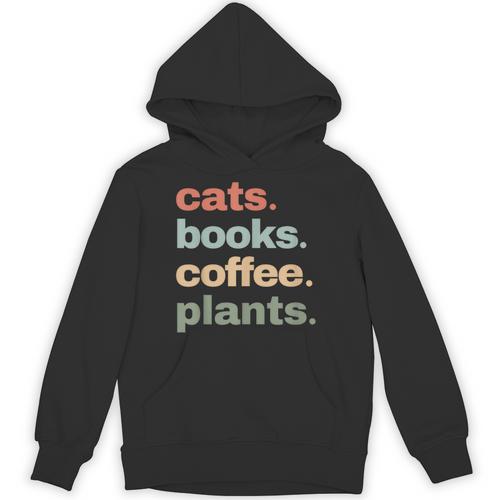 Cats Books Coffee Plants Gardening Mama Mom Mothers Unisex Hoodie - Bookorys AU
