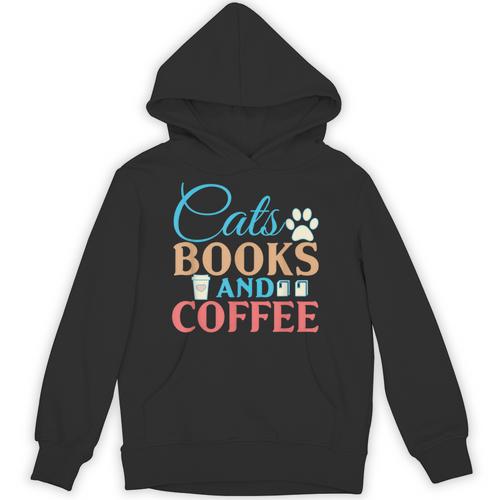 Cats Books And Coffee Unisex Hoodie - Bookorys AU