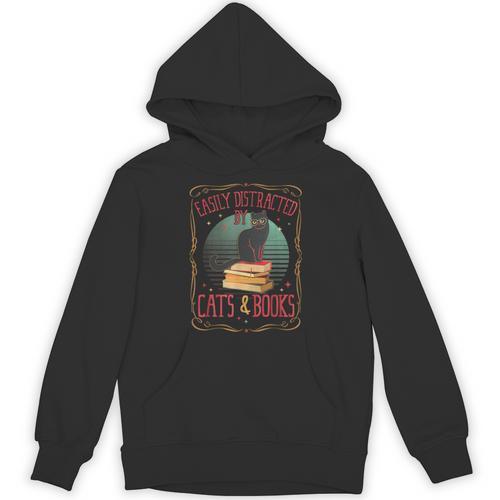 Cats And Books Lover Reading Literary Feline Humor Unisex Hoodie - Bookorys AU