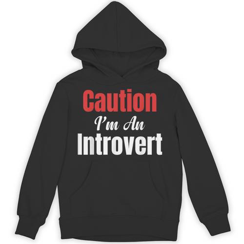 Caution I'm An Introvert Sarcastic Geek Video Gamer Jokes Unisex Hoodie - Raresse