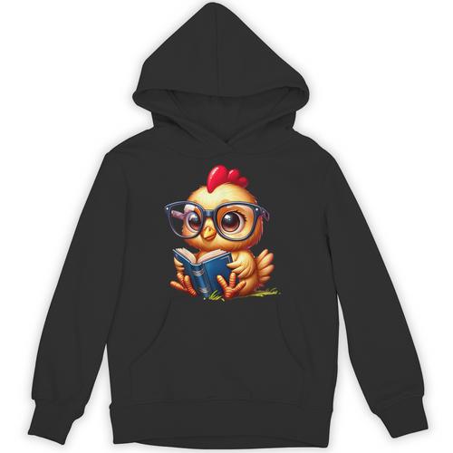 Chicken Reading a Book Farm Animal Chick Unisex Hoodie - Bookorys DE