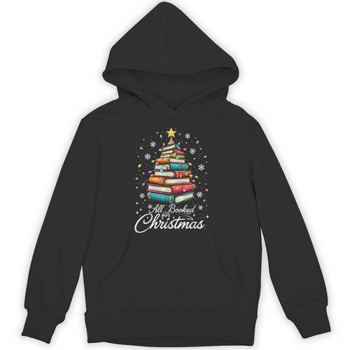 Christmas Book Tree Shirt Book Lover Librarian All Booked For Christmas Women's Christmas Book Lover Librarian Unisex Hoodie - Bookorys