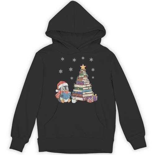 Christmas A Penguin Reading Book Snowflake Cocoa Hot Teacher Unisex Hoodie - Bookorys CA