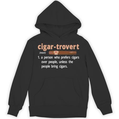 Cigar-Trovert Cigar Smoking Humor Definition Introvert Unisex Hoodie - Raresse