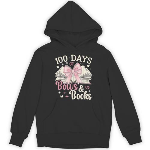 Coquette 100 Days Of Bows Books Reading 100th Day Of School Unisex Hoodie - Bookorys