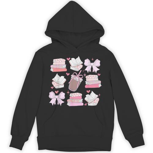 Coquette Bow Book Coffee Valentines Bookish Library Teacher Unisex Hoodie - Bookorys AU