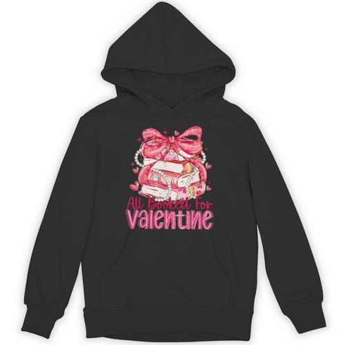Coquette Bow All Booked For Valentine Book Lover Bookish Unisex Hoodie - Bookorys