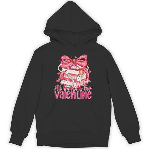 Coquette Bow All Booked For Valentines Teacher Book Unisex Hoodie - Bookorys CA