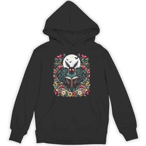 Cottagecore Aesthetic Mothman With Book Cryptid Unisex Hoodie - Bookorys
