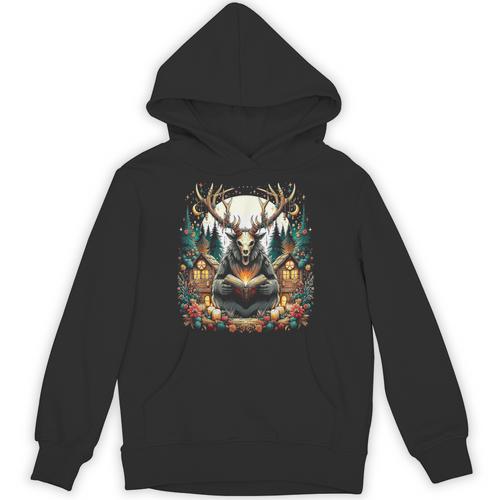 Cottagecore Aesthetic Wendigo With Book Cryptid Unisex Hoodie - Bookorys UK