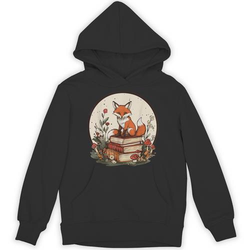 Cottagecore Fox With Books Unisex Hoodie - Bookorys