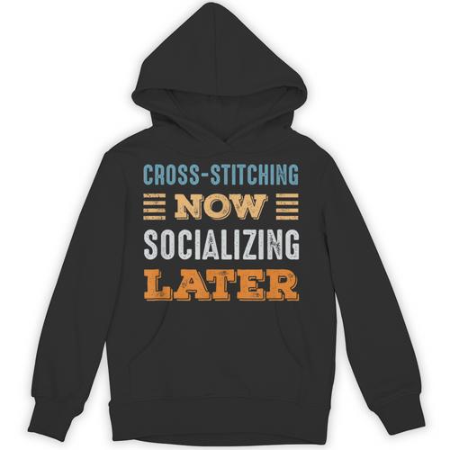 Cross-Stitching Now Minimal Socializing Introvert Vintage Unisex Hoodie - Raresse