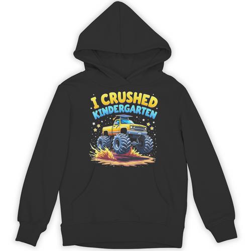 I Crushed Kindergarten Monster Truck Graduation Boys Kids Unisex Hoodie - Best Gift Smart